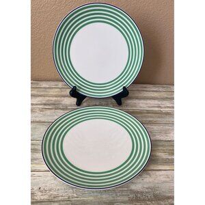 Kate Spade Lenox Wickford Felix Street Green Stripe Dinner Plates Set of 2